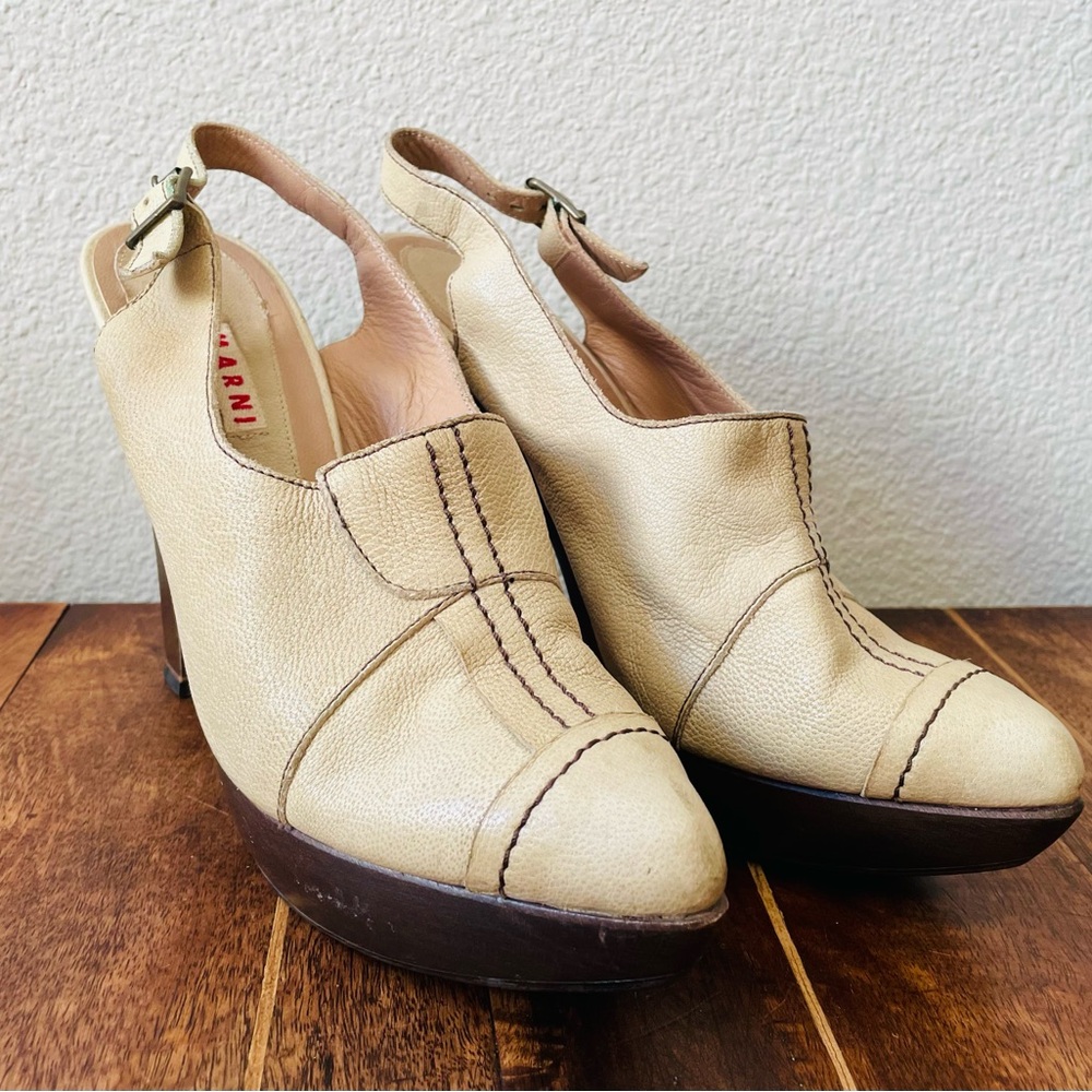 Marni Beige and Brown Platform Women's Shoes